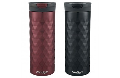 Discounted Contigo SNAPSEAL Kenton Vacuum-Insulated Stainless Steel Travel Mugs, 20oz, Spiced Wine & Black, 2-Pack BCC2235