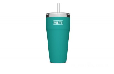 Clearance Sale YETI Rambler 26 oz Stackable Cup with Straw Lid aquifer-blue BYTT5102