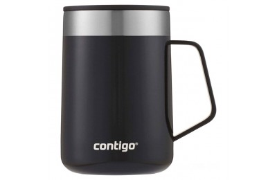 Contigo® Stainless Steel Vacuum-Insulated Mug with Handle and Splash-Proof Lid, Licorice, 14 oz BCC2170 Limited Sale