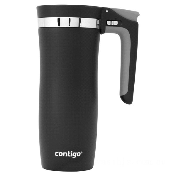 Discounted Contigo AUTOSEAL Handled Vacuum-Insulated Stainless Steel Travel Mug with Easy-Clean Lid, 16 oz, Black BCC2213