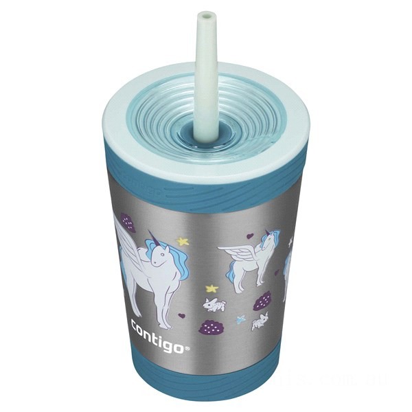 Discounted Contigo Spill-Proof Kids THERMALOCK Stainless Steel Tumbler with Straw, 13 oz, Unicorn BCC2230