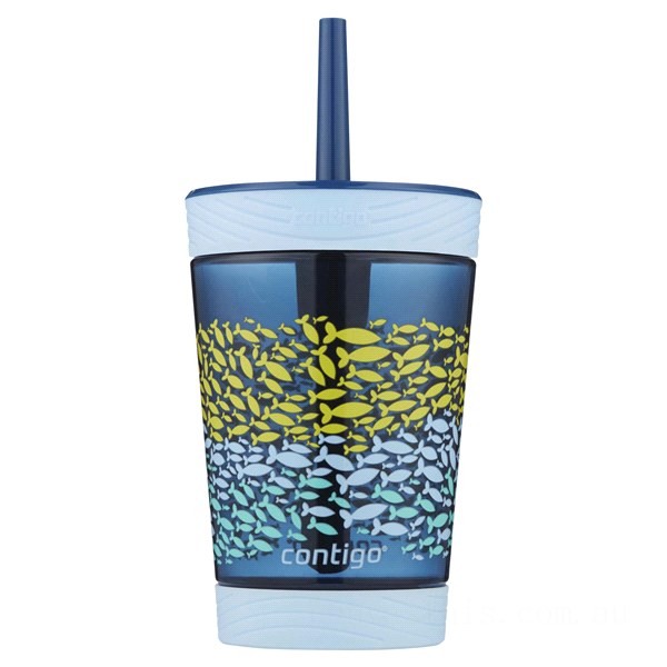 Limited Offer Contigo Spill-Proof Kids Tumbler with Straw, 14 oz, Nautical BCC2237