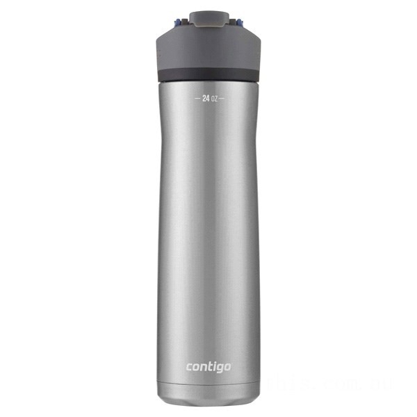 Contigo CORTLAND CHILL 2.0 Stainless Steel Water Bottle with AUTOSEAL® Lid, Stainless Steel with Blue Corn, 24 oz BCC2143 on Sale