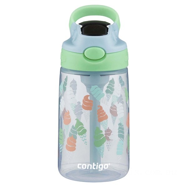 Contigo Kids Water Bottle with Redesigned AUTOSPOUT Straw, Sweet Mint & Swirl Cone, 14 oz BCC2178 Discounted